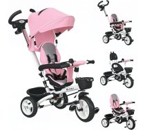 HOMCOM 6-in-1 bērnu tricikls, kas aug līdzi bērnam; salokāms, ar regulējamu rokturi vecākiem, nojumi, apgriežamu sēdekli, 5-punktu drošības jostu, margām un groziem; piemērots bērniem vecumā no 1 līdz 5 gadiem; rozā krāsā