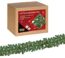 Idena 31870 LED egļu virtene ar 100 gaismas diodēm silti baltā krāsā, ar 8 stundu taimera funkciju un barošanas avotu, aptuveni 5 m gara, dekorēšanai iekštelpās un ārpus telpām, amatniecībai, svētku rotāšanai, adventes un Ziemassvētku dek