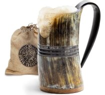 Norse Tradesman Viking Mead Jug 1300 ml alus krūzes Viking Dekoratīvie viduslaiku dāvanas vīriešiem Alus krūze Koka vikingu krūze Dzeramais kauss