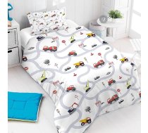 Yasida Cars Bērnu gultasveļa 120 x 150 cm Zēni Traktors Mikrošķiedras gultasveļa ar ceļa zīmēm un ielām zēniem Pusaudžiem Ekskavators Gultasveļa 120 x 150 cm ar rāvējslēdzēju + 1 spilvendrāna 40 x 60 cm