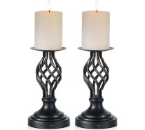 NUPTIO Arhastisks dzelzs sveču statīvs, augstais sveču turētājs, sveces stabiņa sveču turētājs, vakariņu ornaments, galda rotājums ēdamgalda/dzīvojamā istaba/bārs (2 x mazs)