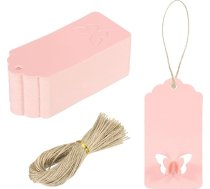 sourcing map 200 Kraft papīra dāvanu birkas ar string 3.5 x 1.6 collu tukšas karājas viļņu formas papīra etiķetes gaiši rozā dāvanu birkas cenu Tags Ziemassvētku amatniecības