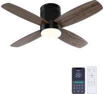 Ohniyou Griestu ventilators ar apgaismojumu un tālvadības pulti, 96,5 cm (38 collu) griestu ventilators ar apgaismojumu un lietotnes vadību, kluss, aptumšojams, guļamistabai, terasei, iekštelpām/āra lietošanai