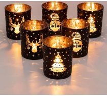 Romadedi tējas gaismas turētājs Ziemassvētki galda dekorēšanai Ziemassvētki: Tējas gaismas glāzītes Ziemassvētku dekorēšanai Tējas gaismas glāzītes Ziemassvētku rotāšanai Dzīvojamā istaba Ziemassvētku dekorēšanai.