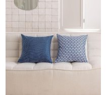 Home Lieliski lieli spilvenu pārvalki Navy spilvens 60 cm x 60 cm mākslīgā lina dīvāna spilvenu pārvalks Teksturēts spilvenu aizsargs Pack of 2 60 x 60 cm White Navy Blue