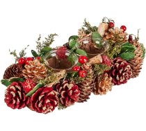 Smart Garden Trīs karaļu dueta sveču turētājs - Priežu čiekuri un ogas - 30cm - Ziemassvētku sveču turētājs - Ziemassvētku galda dekors Svētku rotājums Ziemassvētku rotājums