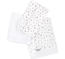 Ti TIN trīsdaļīgs gultas piederumu komplekts bērnu gultiņai, 50 x 80 cm, segas pārvalks + galda pārklājs ar elastīgu lenti + spilvendrāna pārvalks, 100% kokvilnas popliņš bērnu gultiņai, zvaigžņu motīvs, pelēks