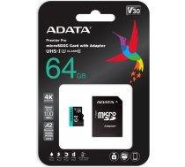 Atmiņas karte microsd premier pro 64gb uhs1 u3 v30 a2 + adapteris