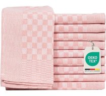Müskaan 10 tējas dvieļu komplekts, 50 x 70 cm, 100 % kokvilna, rozā - 210 g/m², virtuves dvieļi, tējas dvieļi tīrīšanai, tējas dvieļi bez auklām, virtuves dvieļi, absorbējoši, rozā tējas dvieļi
