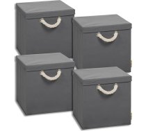 Storanda 4 glabāšanas kastu komplekts ar vāku, auklas rokturi, izturīgas un salokāmas kastes, plauktu kastes "Cube Shelving Kallax", ideāli piemērotas mājai un bērnu istabai, 31 x 31 x 30 cm, antracīts
