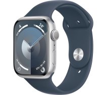 Apple Watch Series 9 (GPS, 45 mm) - Alumīnija korpuss sudraba krāsā ar sporta siksniņu Midnight, M/L (Atjaunots)