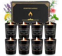 Aromatizēta svece stiklā, Ziemassvētku aromātisko sveču dāvanu komplekts ar 8 aromātiskajām svecēm sievietēm ar ilgu degšanas laiku un sojas vaska aromātisko sveču komplektu, mazas dāvanas sievietēm, dzimšanas diena, Ziemassvētki