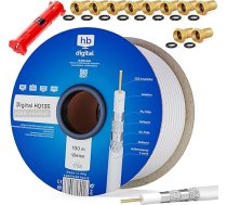 HB-DIGITAL HQ-135 PRO 135 dB koaksiālais SAT kabelis 4 virzienu ekranēts, ieskaitot vadu noņēmēju un 4 apzeltītu F-konektoru antenas kabeli DVB-S / S2 / S2X DVB-C un DVB-T / T2 BK sistēmām UHD 4K Full HD 3D
