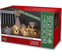 Konstsmide 3291-503 LED dekoratīvās pasaku gaismas, pērlītes, krāsainas, 6h taimeris, 20 silti baltas diodes, darbojas ar baterijām, iekštelpās, caurspīdīgs kabelis