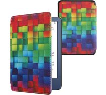 kwmobile Aizsargvāciņš Amazon Kindle (2022/2024) korpusam - eReader Flip Case with Auto Sleep Function - Rainbow Cube with Multicoloured Green Blue