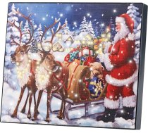 Infactory Sienas attēls: Ziemassvētku vecītis ar ziemeļbriežu kamanām, 28 x 23 cm (LED Ziemassvētku kartiņas, Ziemassvētku kartiņas, Ziemassvētku kartiņas, Ziemassvētku kartiņas, Ziemassvētku kartiņas, Roku darinātas Ziemassvētku kartiņ