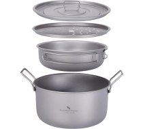 iBasingo Ti2057C Titāna katls un 900 ml pannas ar vāku Kempinga katls tvaicēšanai Viegls pārnēsājamo katlu komplekts āra iekštelpu katlam ar salokāmu rokturi