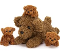 MorisMos Giant Pudls Teddy Dog Cuddly Toy XXL ar 3 kucēniem vēderā 47 cm Liels Pudls suns plīša rotaļlieta Pildīta rotaļlieta Cuddly Toy Dzimšanas diena Ziemassvētku dāvana Bērni Baby
