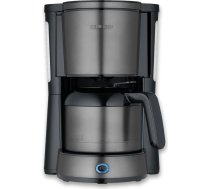 Severin KA 9343 Kafijas automāts ar termisko krūzi, vāciņu un pilienu novadītāju, grozāmu filtru, automātisku izslēgšanos, integrētu kabeļu nodalījumu, 1 l ietilpība, 1000 W, tumšs nerūsējošais tērauds