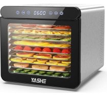 YASHE nerūsējošā tērauda dehidrators ar digitālo vadību (temperatūra līdz 75°C, taimeris līdz 48 stundām), 9 paplātes augļu un dārzeņu dehidratoram, aizmugurējais ventilators 360° gaisa cirkulācijai, 800 W