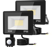 30 W LED prožektors ar kustības sensoru, 3000 LM īpaši spilgts LED prožektors, āra apgaismojums, 6500 K Cool White, IP65 ūdensizturīgs āra prožektors dārzam, garāžai, pagalmam, 2 gab. iepakojums