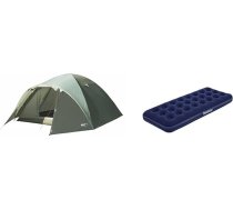 High Peak Nevada 3 kupolveida telts ar kātu, Igloo telts 3 personām un Bestway gaisa gulta Blue Horizon Single XL/Lo 185 x 76 x 22 cm