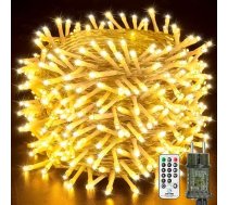 btfarm 40 m 400 LED pasaku gaismas āra apgaismojums ar tālvadības pulti, taimera pasaku gaismas iekštelpās ar kontaktdakšu, 8 režīmi Ziemassvētku apgaismojums IP65 ūdensizturīgs dārza eglītei Ziemassvētku balkonam ārā, silti balts