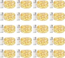 btfarm 20 LED gaismas virtenes komplekts ar bateriju un taimeri, 2 m gara 20 LED gaismas virtene ar sudraba krāsas mikro vadu, paredzēta lietošanai telpās ar bateriju barošanu, piemērota ballītēm, Ziemassvētkiem, kāzām, Halovīniem un telpu dek