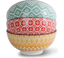 Ramenu salātu bļoda, zupas bļodas, porcelāns, 1,45 litri, lielu bļodu komplekts salātiem, zupai un makaroniem, 3 gab. komplekts, krāsainas pasniegšanas bļodas, 20 cm, piemērotas lietošanai mikroviļņu krāsnī un trauku mazgājamā mašīnā
