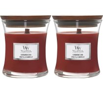 WoodWick vidēja izmēra aromātiskā svece smilšu pulksteņa formas traukā ar krakšķojošu dakti | Kanēļa čai | Degšanas ilgums līdz 20 stundām (2 gab. iepakojumā)