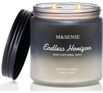 M&SENSE „Endless Horizon“ ciedra un vetīvera aromātiskās stikla sveces ar diviem daktiņiem, 330 g, degšanas ilgums 70 stundas, ilgstošas degšanas sojas vaska sveces, ekoloģiskas vīriešu sveces Ziemassvētku dāvanai MSSDOEU1O2 CandyCane