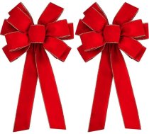 78 x 26,9 cm lielas sarkanas durvju lentes – Ziemassvētku un Valentīna dienas zelta malu samta vainaga lente, eglītes virsotnes rotājums, vainaga rotājums, lentes dekors
