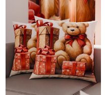 Petti Italian Artisans – 80 x 80 cm mikrošķiedras spilvenu pārvalku pāris, Ziemassvētku dekoratīvie spilveni guļamistabai, dīvānam un viesistabai, 2 spilvenu pārvalku komplekts, spilvenu pārvalks ar rotaļlietu lācīti 02