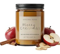 Ar rokām darināta sojas svece ar koka dakti – ekoloģiska, ar rokām darināta dzintara krāsas stikla svece – aromātiska Ziemassvētku svece – izcila Ziemassvētku dāvana (ābols un kanēlis)