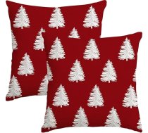 Ziemassvētku spilvenu pārvalki, 22 x 22 collas, 2 gab. komplekts, dekoratīvi, Ziemassvētku eglītes sarkani, ziemas svētku dekorēšanai, dīvānam, viesistabai