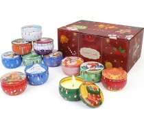 12 Ziemassvētku aromātiskās sveces, 2,5 oz burciņās, 12 Ziemassvētku aromātisko sveču dāvanu komplekts sievietēm, degšanas ilgums 12 stundas, sveču dāvana stresa mazināšanai, relaksācijai, meditācijai, spa un jogai