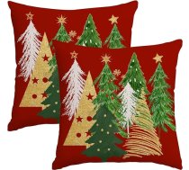 Ziemassvētku spilvenu pārvalki, 24x24 collas, 2 gab. komplekts, Ziemassvētku eglītes sarkani dekoratīvie spilvenu pārvalki, ziemas svētku dekorācija mājām, dīvānam un sofai