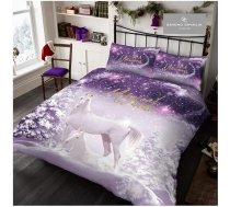 Gaveno Cavailia – luksusa kvalitātes Ziemassvētku gultasveļas komplekts „Be A Unicorn“, augstākās kvalitātes mīksts un mājīgs spīdīgs gultasveļas komplekts, King Size, violets, poliesters, violets, divvietīgs