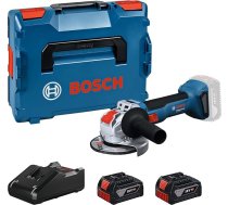 Bosch Professional 18 V sistēmas profesionālā 18 V akumulatora leņķa slīpmašīna ar X-LOCK GWX 18V-8 (ieskaitot 2x akumulatoru GBA 18V 4,0Ah, ātro lādētāju GAL 18V-40, papildu rokturi, aizsargvāciņu, L-BOXX 136)