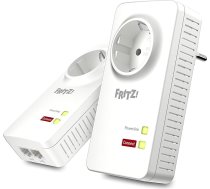 AVM Fritz! Powerline 1220E komplekts (1200 Mbps, 2x Gigabit LAN uz adapteri, ideāli piemērots NAS lietojumprogrammām un HD straumēšanai, vācu valodas versija, balts)