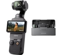 DJI Osmo Pocket 3 + Mic 2 (2 raidītāji + 1 uztvērējs + uzlādes paliktnis) Vlogošanas kamera ar 1 collas CMOS un 4K/120 kadriem sekundē, 3 asu stabiliz., ātrā fokusēšana, sejas/objekta izsekošana, 2 collu skārienjūtīgais ekrāns