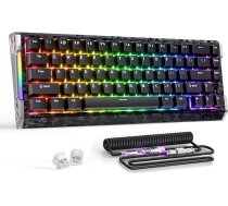 ATTACK SHARK R68 HE 8000Hz Rapid Trigger tastatūra, 0,005 mm RT precizitāte, vadu spēļu tastatūra, oglekļa šķiedras augšējais korpuss, CNC alumīnija sāni, RGB, C01 vītņots kabelis, melns