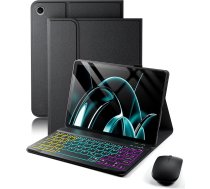 Lenovo Tab Plus (2024) 11,5 collu (TB351FU) korpusam ar bezvadu Bluetooth vācu (QWERTZ) apgaismotu krāsainu tastatūru un peli, noņemams dizains ar magnētisko funkciju, ar aizmugures apgaismotu tastatūras korpusu