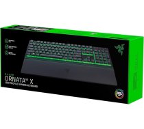 Razer Ornata V3 X RGB zema profila spēļu tastatūra (klusais membrānas slēdzis, taustiņu vāciņi ar UV pārklājumu, ergonomisks plaukstas balsts, Razer Chroma RGB), IT izkārtojums, melns