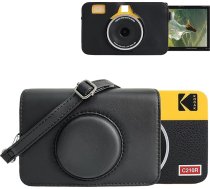 MUZIRI KINOKOO FutrДЃlis Kodak C210R Mini Shot 2 Retro 2-in-1 kamerai un foto printerim, Mini Shot 2 Retro PU ДЃdas aizsargvДЃciЕ†ЕЎ ar regulД“jamu plecu siksnu - melns