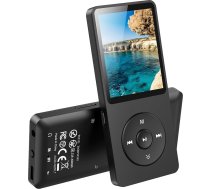 AGPTEK 64 GB MP3 atskaņotājs Bluetooth 5.3 ar skaļruni, 40 stundu akumulatora darbības laiks, neliels un klasisks sporta MP3 atskaņotājs ar 1,8 collu ekrānu, FM radio (bez austiņām), TF karte līdz 128 GB, melns