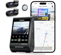 VIOFO A229 Pro 3 objektīvi 4K + 2K + 1080P, Dual STARVIS 2, HDR priekšējā aizmugurējā interjera kamera automašīnā, balss vadība un 5GHz Wi-Fi autokamera, īpaši precīzs GPS, super nakts redzamība 2.0, balss izvade, 512 GB maks.