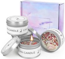 Aromatizētas sveces dāvanas sievietēm, 4 dabīgā sojas vaska aromterapijas sveču komplekts, aromātiskās sveces stresa mazināšanai, ķermeņa relaksācijai, Ziemassvētkiem, dzimšanas dienai, vannas istabai, jogai
