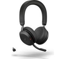Jabra Evolve2 75 bezvadu austiņas ar 8 mikrofonu tehnoloģiju - dubultās putu stereo austiņas ar modernu aktīvo trokšņu slāpēšanu, USB-C Bluetooth adapteri un MS Teams saderību - melnas krāsas