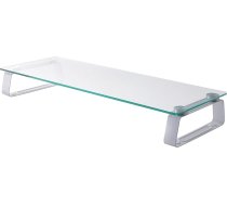 deleyCON MK-W101 Paaugstināts monitora statīvs 20 kg ar 2 kāju stikla plauktu galda piederums Portatīvo datoru galds TV displejs PC White